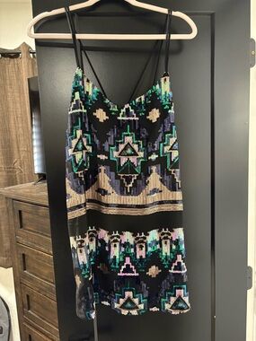 Show Me Your MuMu Black Sequin Mini Dress with Teal, Gold & Purple Accents